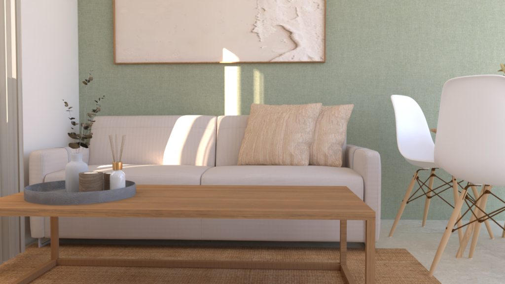 Dettaglio del soggiorno del progetto Boutique Apartment